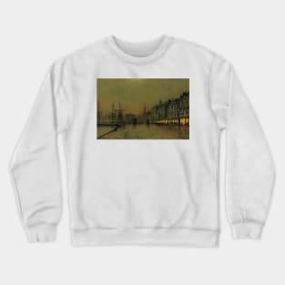 Greenock Dockside by Night by John Atkinson Grimshaw Crewneck Sweatshirt